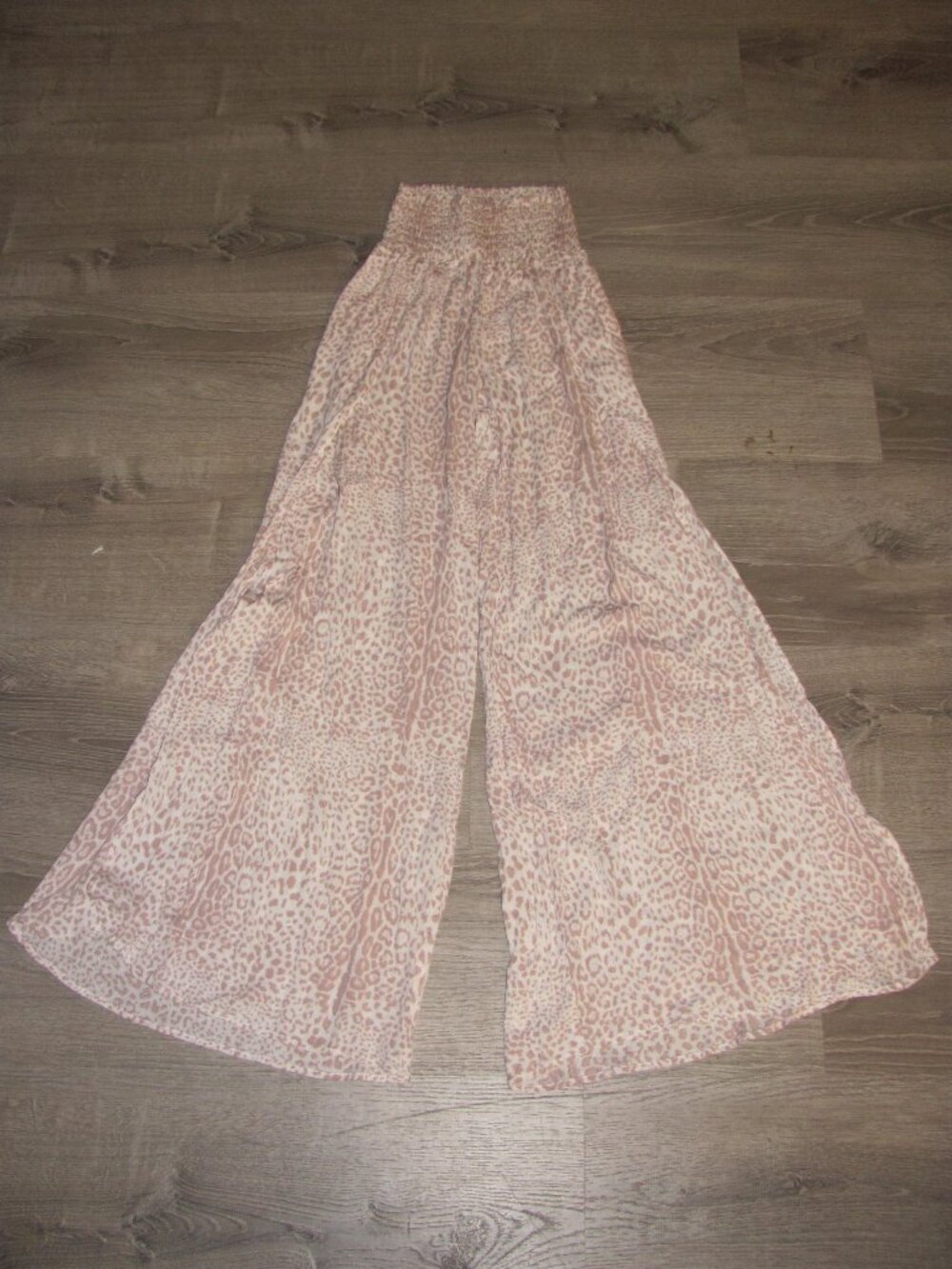 Rewash Cheetah Palazzo Wide Leg Pants White Tan Size Small S